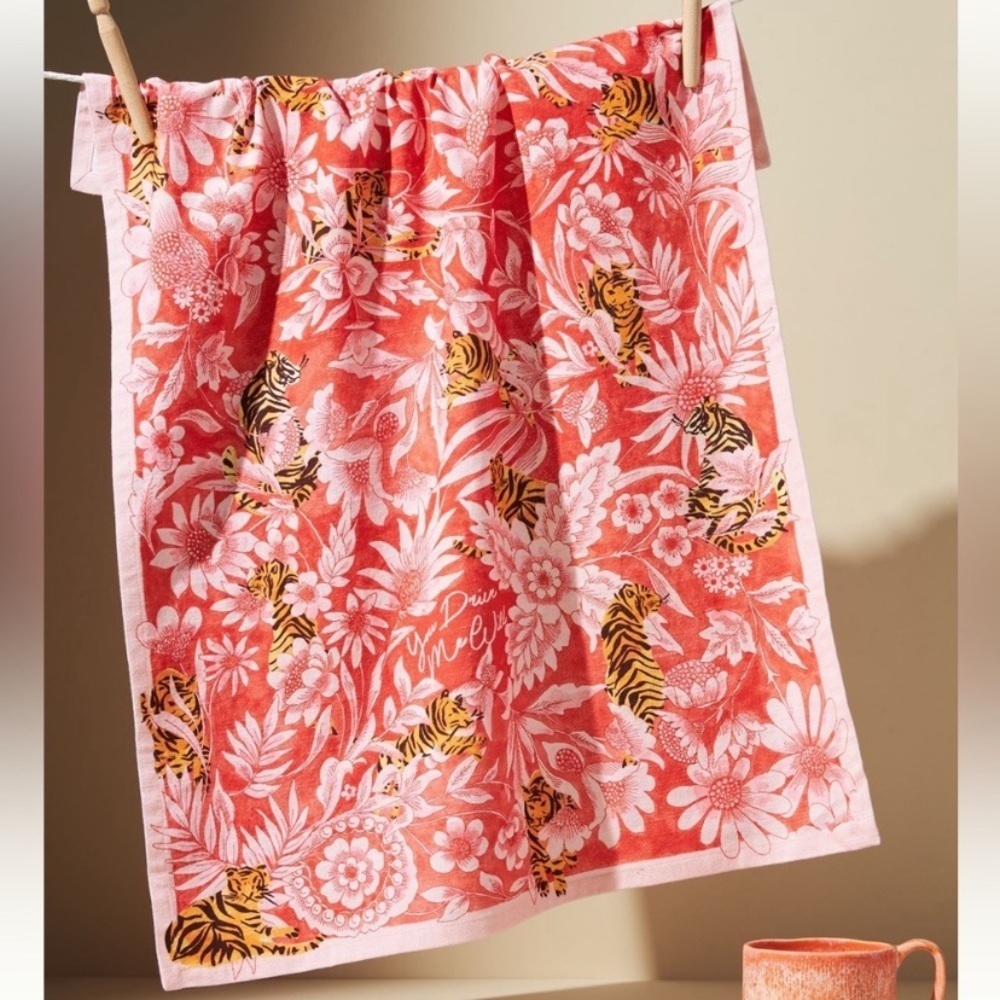 Anthropologie new Drive me wild cotton dishtowel x1